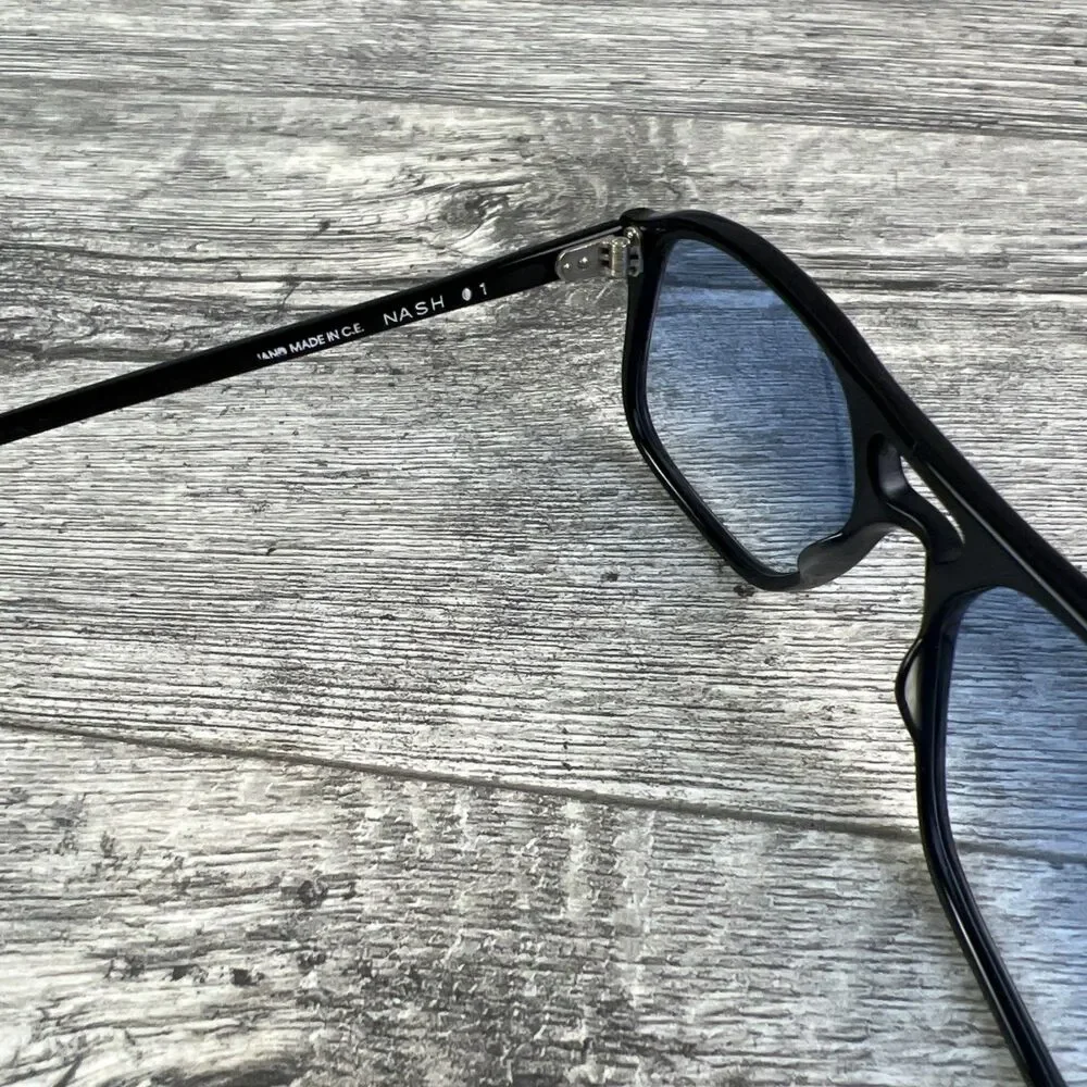 Selima Optique Nash Black Sunglasses Blue Lenses Rare 1 of 50 France